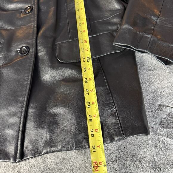 VTG Style & Co Women’s Black Genuine Leather Jacket Size 20W Y2K Quiet Luxury - Picture 5 of 11